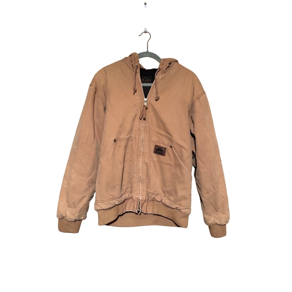 Old Mill Men's Tan Duck Canvas Hooded Work Jacket 3M Thinsulate Insulated Medium